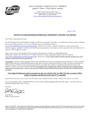 2016 Utah Business Personal Property Tax Form