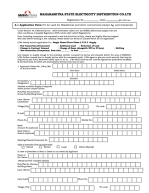 Maharashtra Electricity Connection Application Form