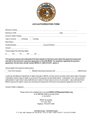 ACH Authorization Form