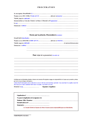 Formulaire de Procuration Marocain