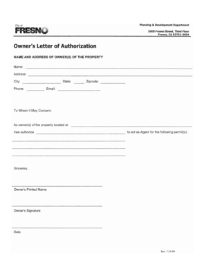 Owner's Letter of Authorization