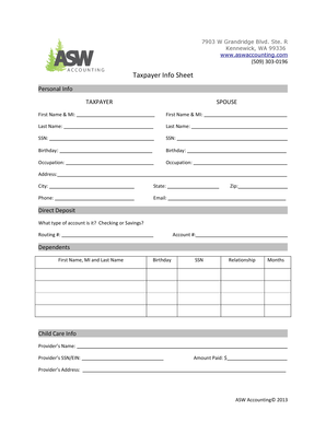 Taxpayer Information Sheet