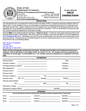 Utah Pharmacy Self-Inspection Form