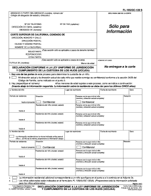 Declaración conforme a la Ley Uniforme de Jurisdicción y Cumplimiento de la Custodia de los Hijos (UCCJEA)