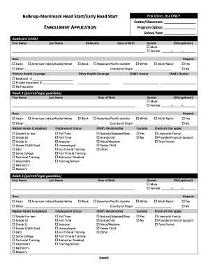 Head Start Enrollment Application