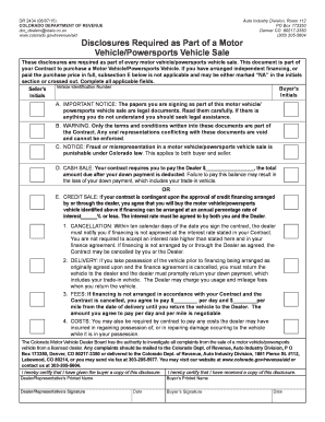 Colorado Motor Vehicle Sale Disclosure Form