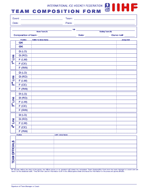 International Ice Hockey Federation Team Composition Form