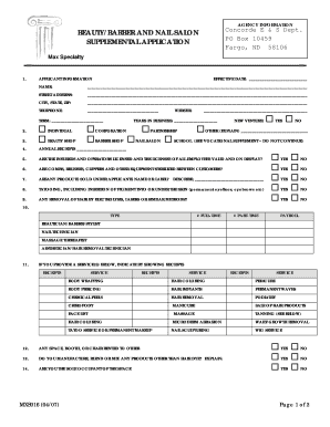 Beauty/Barber and Nail Salon Supplemental Application