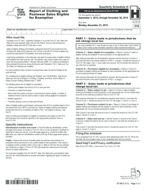 New York Quarterly Schedule H Form
