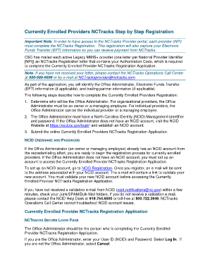 Currently Enrolled Provider NCTracks Registration Application