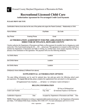 Howard County Child Care Payment Authorization