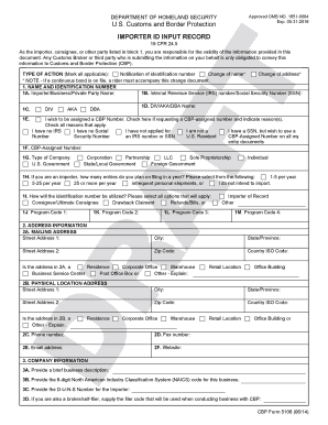 CBP Form 5106 Importer ID Input Record