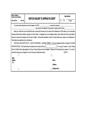Alabama Failure to Appear Court Notice