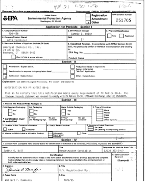 Application for Pesticide Registration