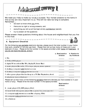 Neighborhood Survey Form