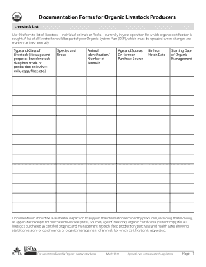 Organic Livestock Documentation Forms
