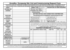 Grundfos Europump Site Visit and Commissioning Request Form