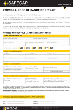 FORMULAIRE DE DEMANDE DE RETRAIT