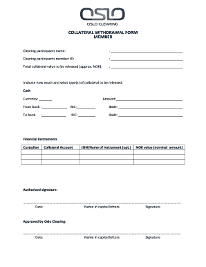Collateral Withdrawal Form