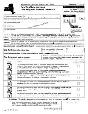 New York State Quarterly Sales Tax Return Form ST-100