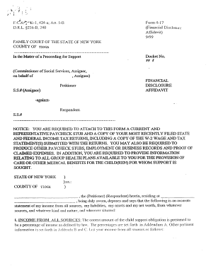 New York Financial Disclosure Affidavit