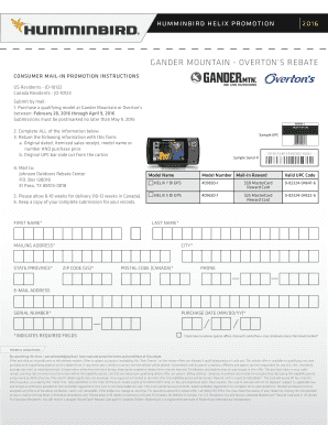 Humminbird Helix Rebate Form