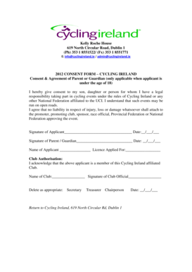 Cycling Ireland Consent Form