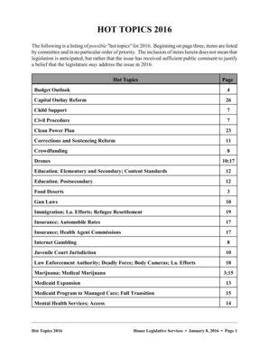 Fillable Online HOT TOPICS 2016 Fax Email Print - pdfFiller