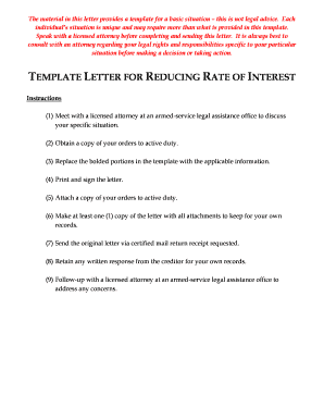 Template Letter for Reducing Interest Rate