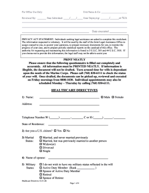 Living Will Questionnaire