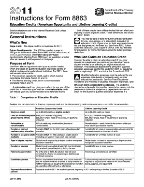 Instructions for Form 8863 (2011)
