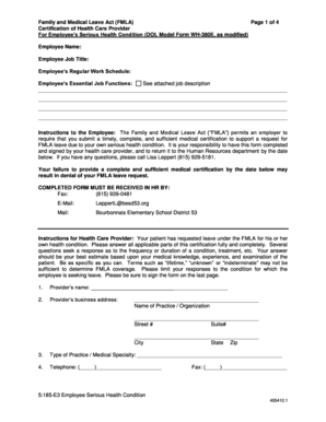 FMLA Certification of Health Care Provider