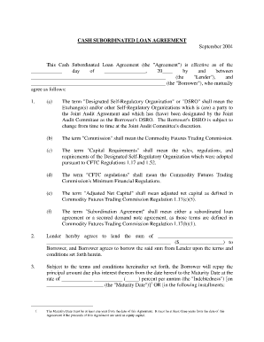 Starbucks date dot cheat sheet - Sample Cash Subordinated Loan Agreement - nfa futures