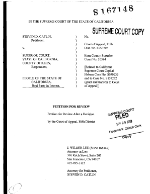 Fillable Online courts ca Petitions for review in the california ...