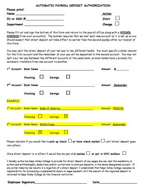 Automatic Payroll Deposit Authorization