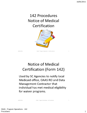 Notice of Medical Certification Form 142