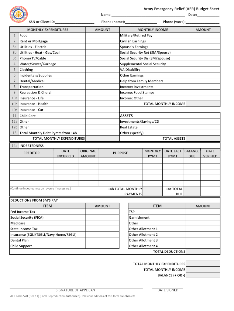 aer budget sheet Preview on Page 1