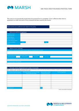 SME Trade Credit Insurance Proposal Form