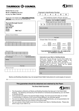 Direct debit form pdf - Thurrock Council - Council Tax Direct Debit Instruction Form Thurrock Council - Council Tax Direct Debit Instruction Form - thurrock gov