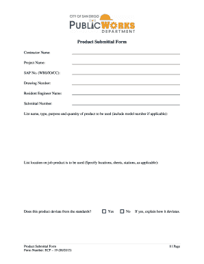 Product Submittal Form