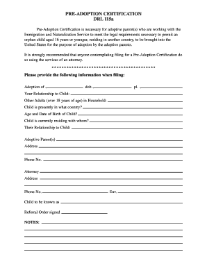 Pre-Adoption Certification Form DRL 115a