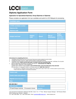 LCCI Malaysia Diploma Application Form