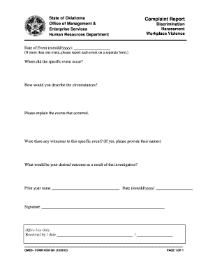 Oklahoma Complaint Report