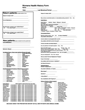 Women's Health History Form