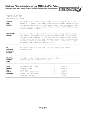 2009 Form 1040A Tax Return