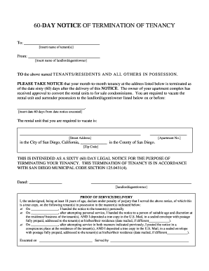 60-Day Notice of Termination of Tenancy