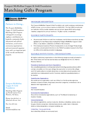 Freeport-McMoRan Matching Gifts Program Form