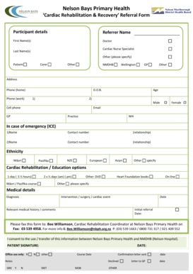 Cardiac Rehabilitation Referral Form