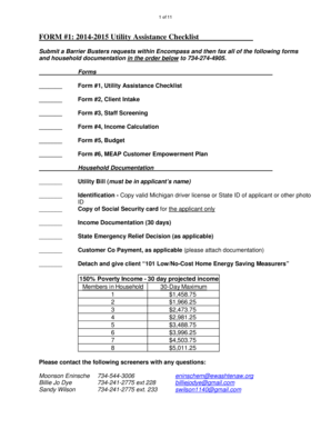 Michigan Utility Assistance Checklist