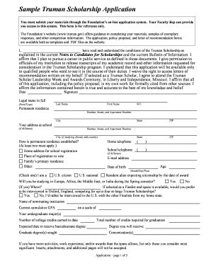 Truman Scholarship Application